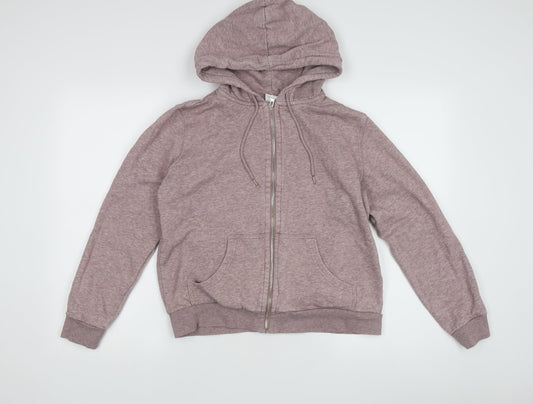 Womens UK Size M H&M Basics Pink Full Zip Hoodie