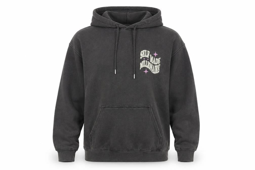 Front view of Noir Menswear unisex hoodie black s pullover graphic