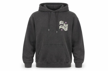 Front view of Noir Menswear unisex hoodie black s pullover graphic