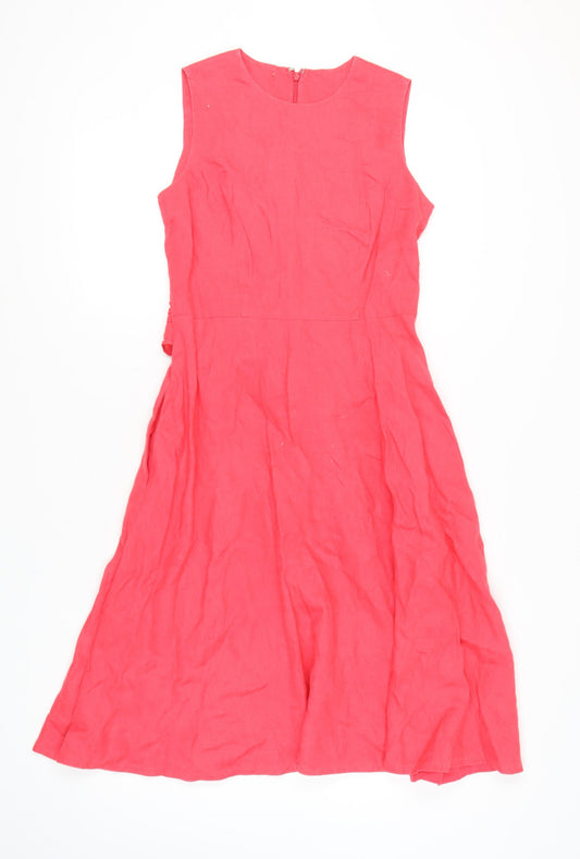 Hobbs Women's Pink Midi Fit & Flare Dress - Size 10