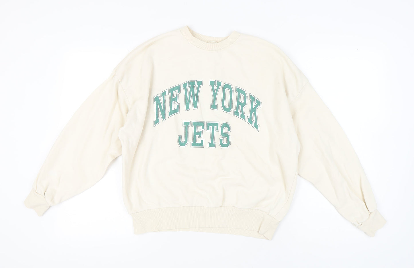 H&M Women's Beige NY Jets Pullover Sweatshirt Size 6