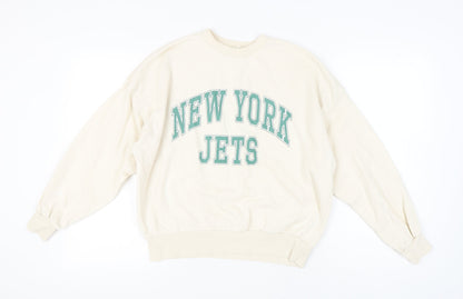 H&M Women's Beige NY Jets Pullover Sweatshirt Size 6