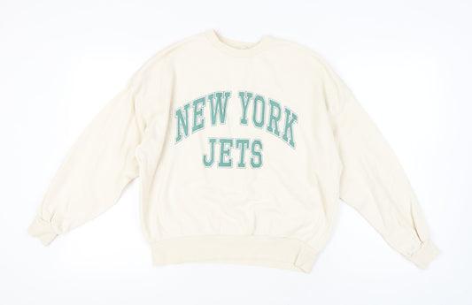 H&M Women's Beige NY Jets Pullover Sweatshirt Size 6