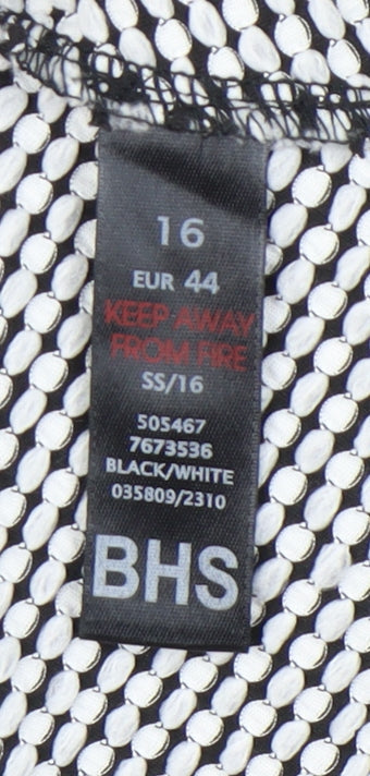BHS Women's Black Geometric Size 16 Casual Dress