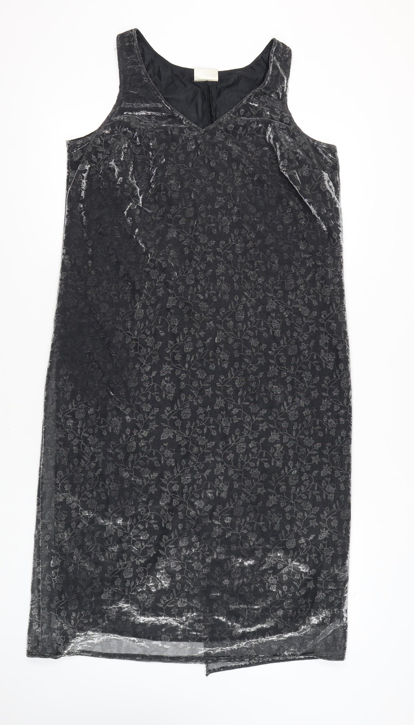 Essence Women's Black Floral Velvet Sheath Dress Size 18
