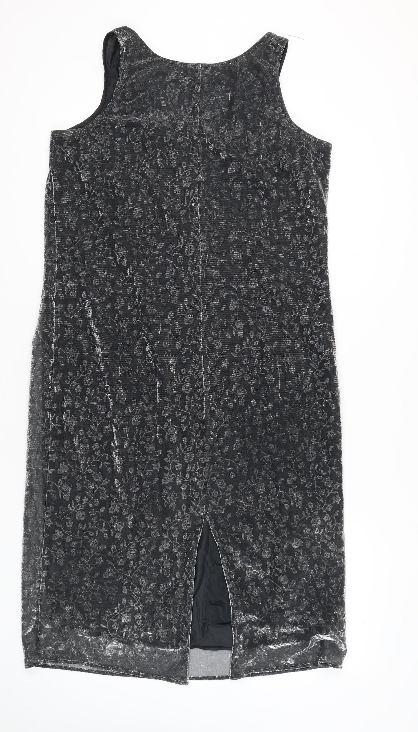 Essence Women's Black Floral Velvet Sheath Dress Size 18