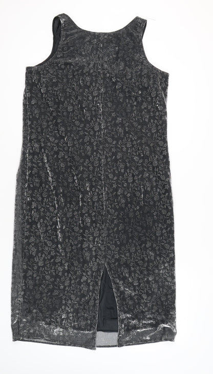 Essence Women's Black Floral Velvet Sheath Dress Size 18