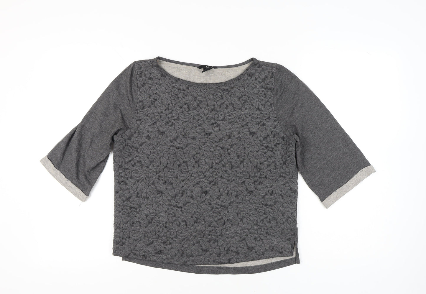Womens UK Size 10 H&M Grey Jersey Blouse
