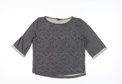 Womens UK Size 10 H&M Grey Jersey Blouse