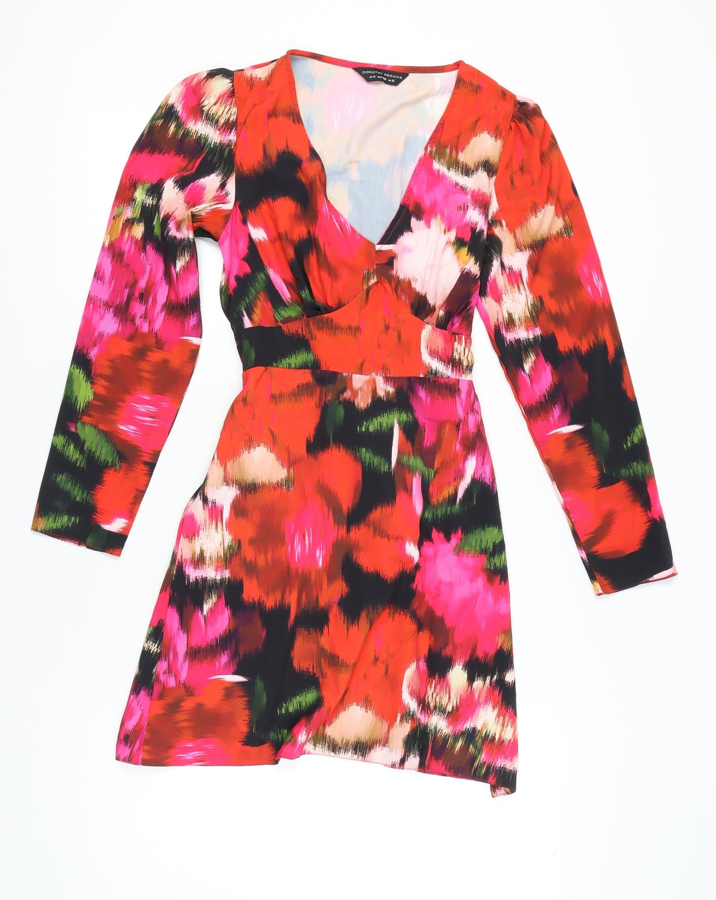 Dorothy Perkins Women's Multicoloured Floral Wrap Dress Size 8