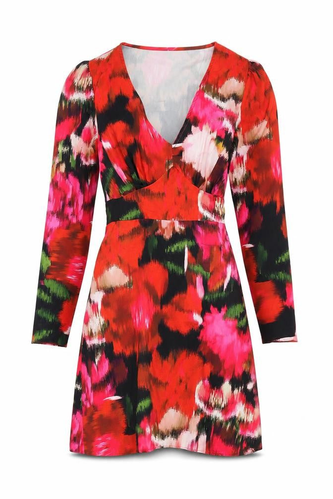 Front view of Dorothy Perkins Women's Multicoloured Floral Wrap Dress, size 8