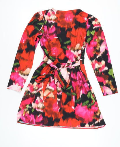 Dorothy Perkins Women's Multicoloured Floral Wrap Dress Size 8