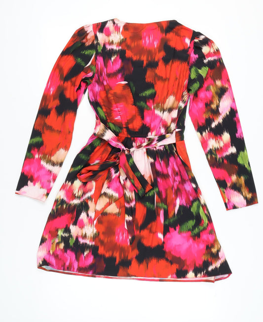 Dorothy Perkins Women's Multicoloured Floral Wrap Dress Size 8