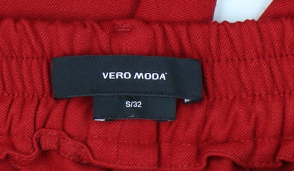 Womens UK Size S VERO MODA Regular Fit  Red Trousers