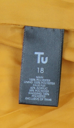 Tu Womens Orange Puffer Jacket Size 18 Hooded