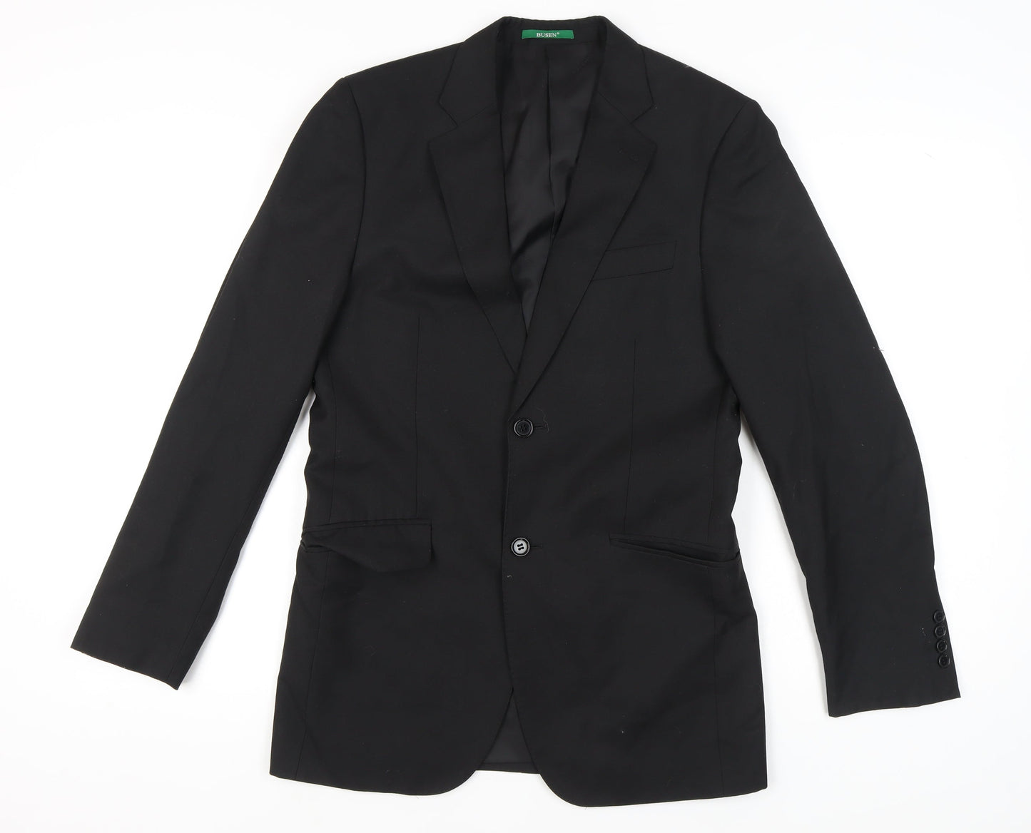 Busen Men's Black Classic Blazer Jacket, Size 46