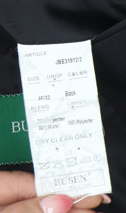 Busen Men's Black Classic Blazer Jacket, Size 46