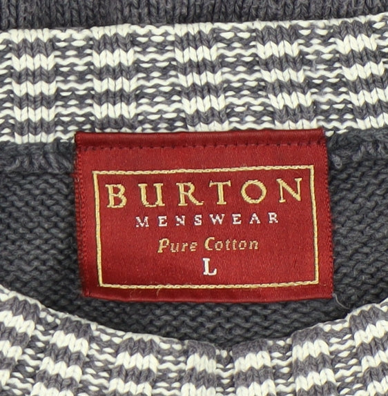 Burton Men’s Grey Cotton Pullover Jumper, Size L