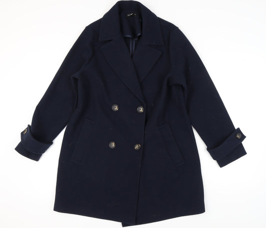 F&F Women's Blue Wool Pea Coat, Size M, Mid-Length