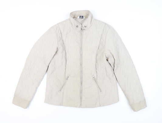 Classic Women's Beige Quilted Jacket Size 12 Regular
