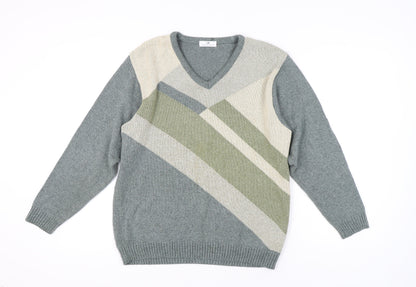 Essentials Men's Multicoloured V-Neck Pullover, Small