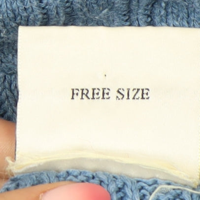 Ramie Cotton Collection Women's Blue Cable-Knit Pullover