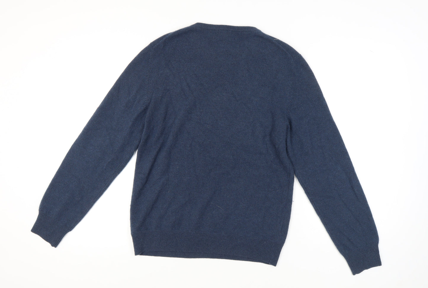 F&F Men's Blue Cashmere Argyle V-Neck Jumper S