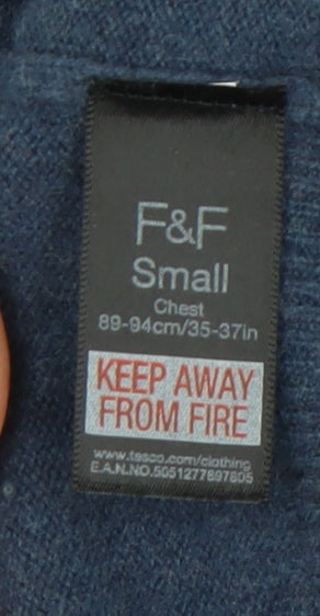 F&F Men's Blue Cashmere Argyle V-Neck Jumper S