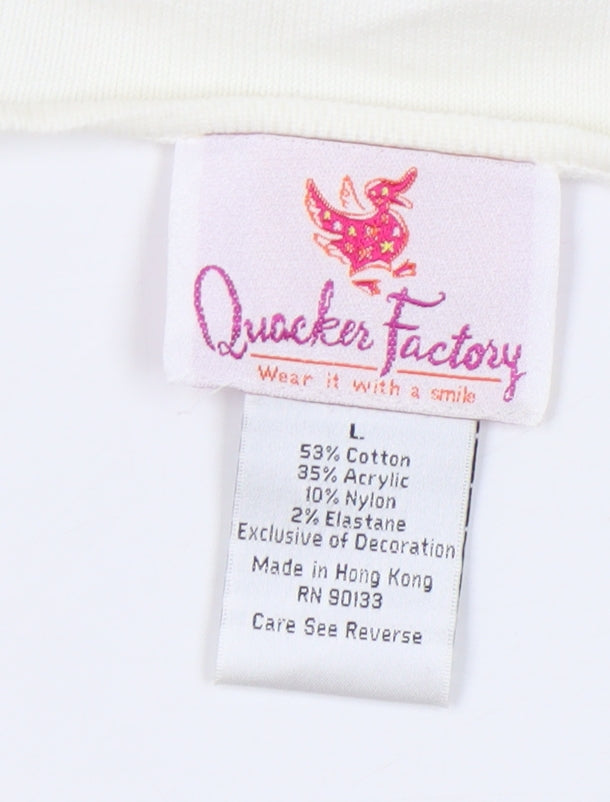 Quacker Factory Women’s Ivory Pullover Jumper L