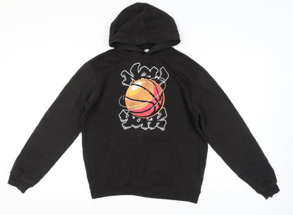 H&M Boys Black Pullover Hoodie Basketball Graphic 14 Plus