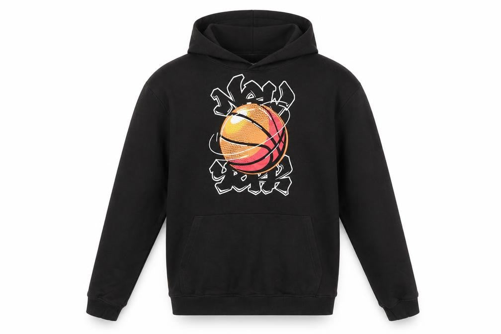 H&M Boys Black Pullover Hoodie Basketball Graphic 14 Plus