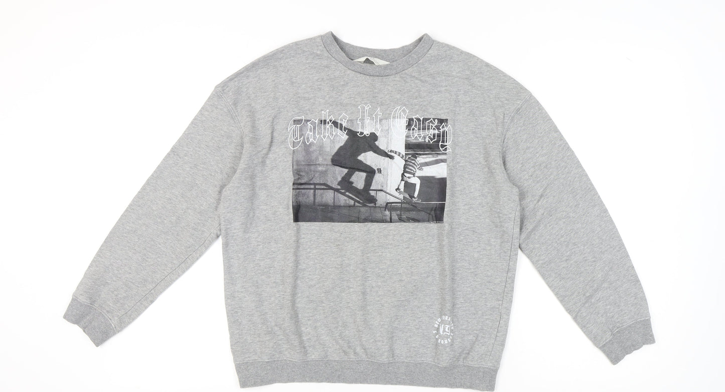 H&M Boys Grey Skateboarding Graphic Sweatshirt 12-13 Years