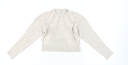 Cotton On Women's Beige Cable-Knit Pullover Jumper M