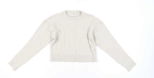 Cotton On Women's Beige Cable-Knit Pullover Jumper M