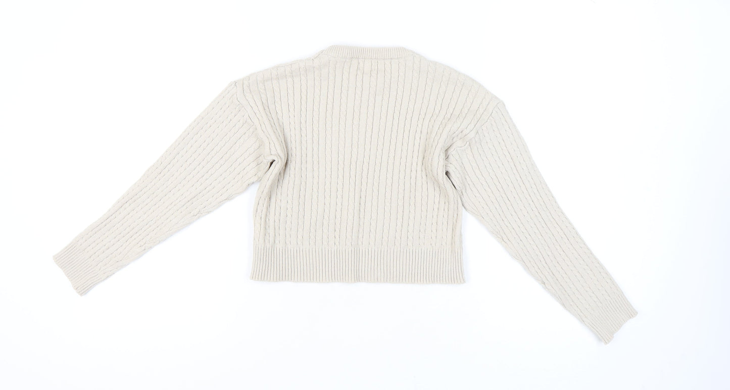 Cotton On Women's Beige Cable-Knit Pullover Jumper M