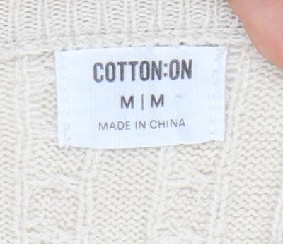 Cotton On Women's Beige Cable-Knit Pullover Jumper M