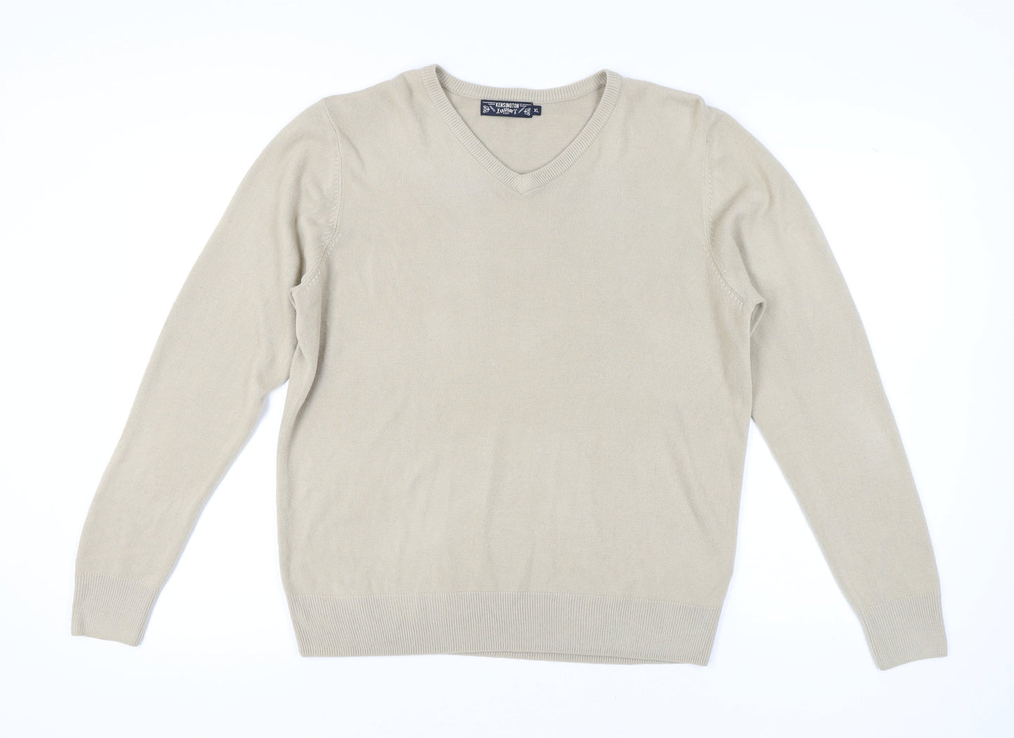 Kensington Eastside Beige Men's XL V-Neck Jumper