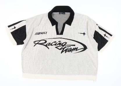 boohooMAN Men's Black L Racing Collared Jumper