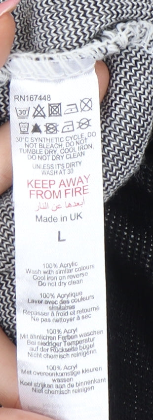 boohooMAN Men's Black L Racing Collared Jumper