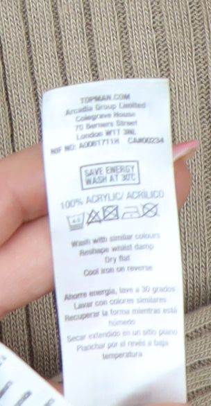 Topman Men's Beige Roll Neck Pullover M