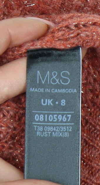 Womens UK Size 8 Marks and Spencer Red Pullover Jumper