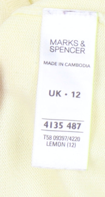 Womens UK Size 12 Marks and Spencer Yellow Pullover Jumper
