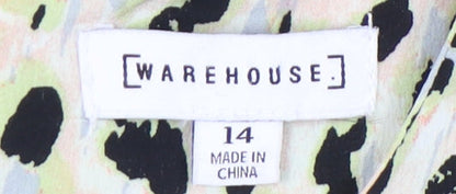 Warehouse Women's Multicoloured A-Line Dress - Size 14
