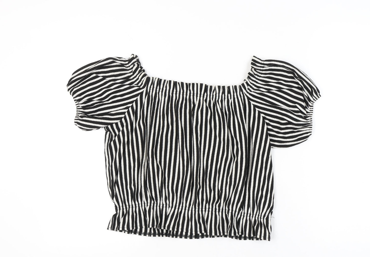 Womens UK Size 14 H&M Black Cropped Blouse