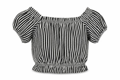 Womens UK Size 14 H&M Black Cropped Blouse