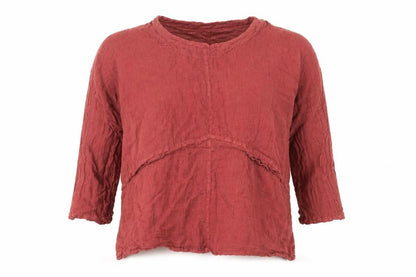 Ellamoda Women's Red Linen Blouse, Size S