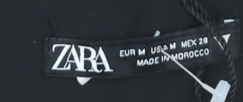 Womens UK Size 12 Zara Black Cropped Blouse