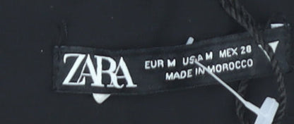 Womens UK Size 12 Zara Black Cropped Blouse