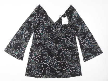 Glamorous Women's Black Floral V-Neck Dress Size 6