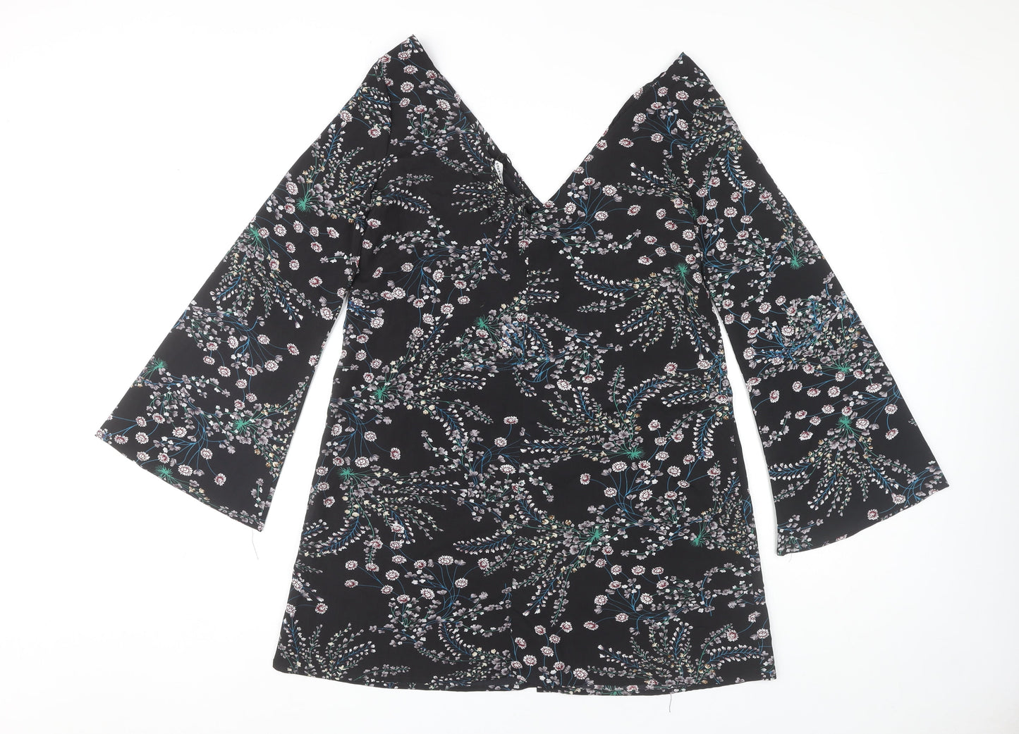 Glamorous Women's Black Floral V-Neck Dress Size 6